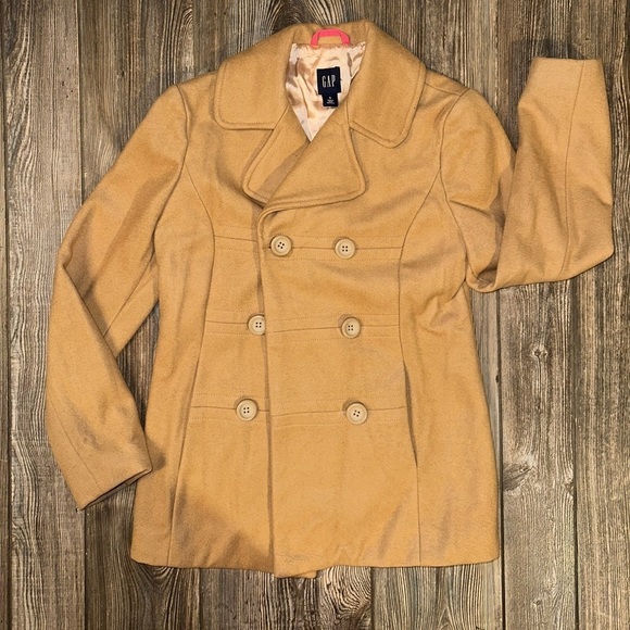 Gap Classic Double Breasted Pea Coat Camel Size Small - Picture 2 of 10